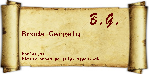 Broda Gergely névjegykártya